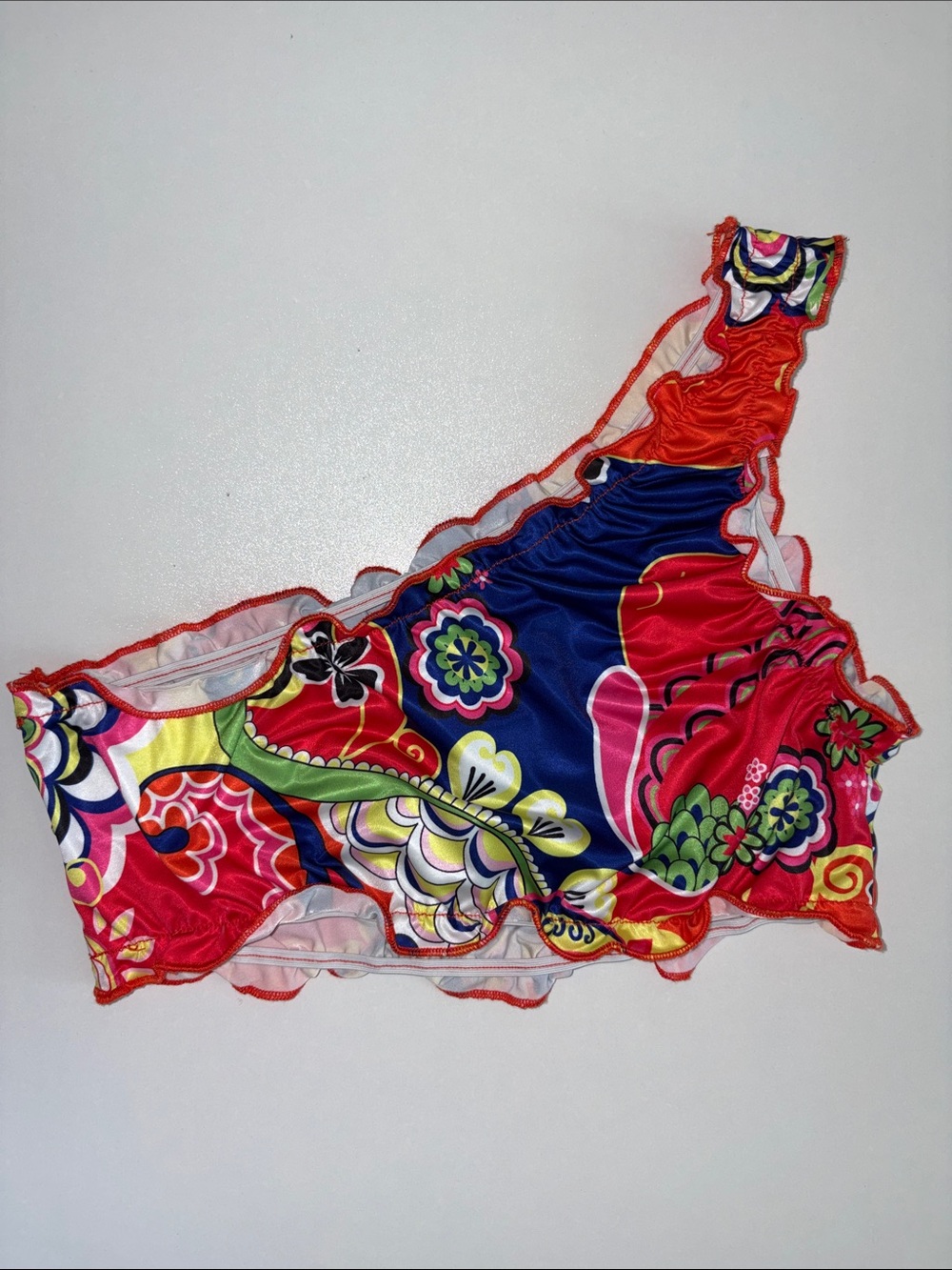 SHEIN One-Shoulder Floral Print Bralette in Red, Blue, Green, Pink, Yellow